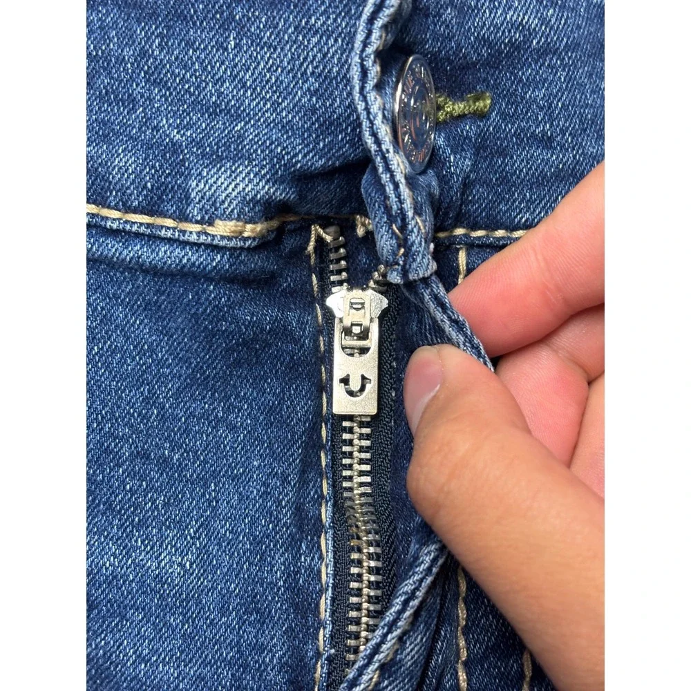 True Religion Ricky Big T Relaxed Straight Blue Jeans Mens 38X33 Medium Wash
